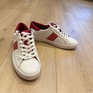 Michael Kors Quilted White and Pink Sneakers